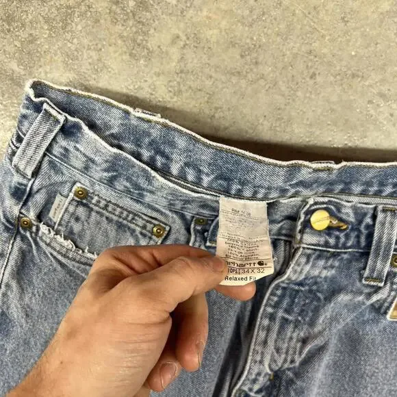 vintage carhartt faded blue relaxed baggy fit jeans size 34 x 32 - Picture 3 of 4